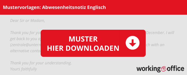 Abwesenheitsnotiz auf Englisch - Aufbau & kostenlose ...